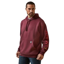Ariat Mens Hooded Sweatshirt, Malbec/ Grey, Large US