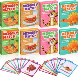 Zubebe Juego de 8 juegos de memoria a juego para niños, juego de memoria divertido a juego, juguetes educativos para noche familiar, recuerdos de fies