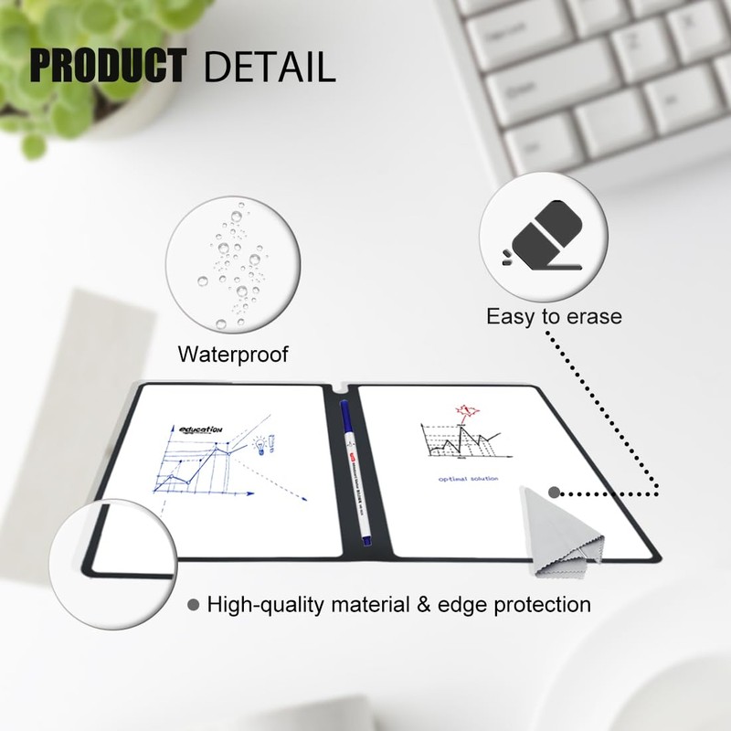 LICQIC A5 Portable Dry Erase Whiteboard Notepad, Reusable Whiteboard Notebook