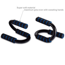 EmpireAthletics – Push-Up Soft Grip Handles made from galvanized steel in S-Design with Foamed Grips - Push Up Bars Exercise Stands Home Workout Gym Sports Accessory in BLUE-BLACK