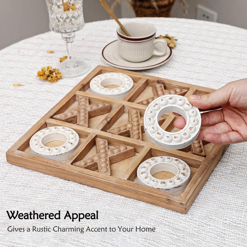 NIKKY HOME Tic Tac Toe Game Coffee Table Decor, 10.6