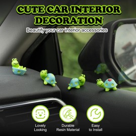 Rislobx 4PCS Tortoise Car Dashboard Decorations, Mini Turtle Decor Cute Car Accessories Car Screen Door Rear View Mirror Ornament Interior Decor for Home Office