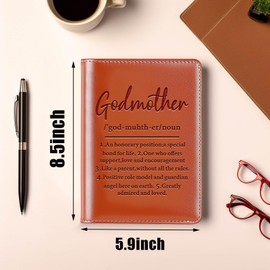 WHLBHG Godma Gift Godmother Definition Gift Godmother Lined Leather Journal Appreciate Godma Gift Baptism Gift Gomother Gift From Godson Goddaughter (Journal-Godmother Definition)