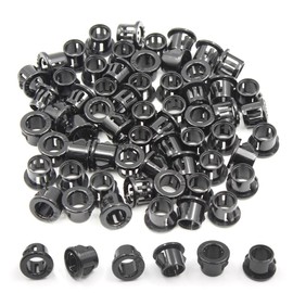 EASYEAH 3/8"(11mm) Black Snap-in Knockout Insulating Bushing Grommets, Plastic Cable Hole Grommets for Wiring, Round Nylon Snap in Locking Electrical Wire Cord Hose & Tubing Bushings Grommets, 60pcs