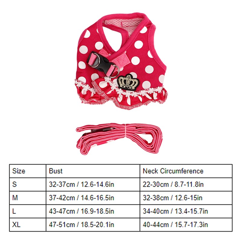 Dog Harness Leash Adjustable Escape Proof Breathable Safe Dots Design