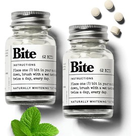 Bite Toothpaste Bits: Whitening Tablets – Fluoride Free, Nano Hydroxyapatite + Xylitol, Mint – Vegan, Cruelty-Free, Made in USA, Sensitive Teeth, Travel Size, Adults & Kids, 124 Tabs (2 Months)