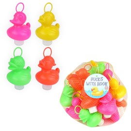 SERENA'S ® Pack of 20 Weighted Ducks with Hooks 7cm Plastic Ducks in 4 Neon Colours Kids - Duck Fishing Set, Duck Bath Set, Bath Toys, Best for Kids