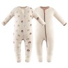 Owlivia Organic Cotton Baby Pajamas, Boys Girls 2-Pack Zip Front