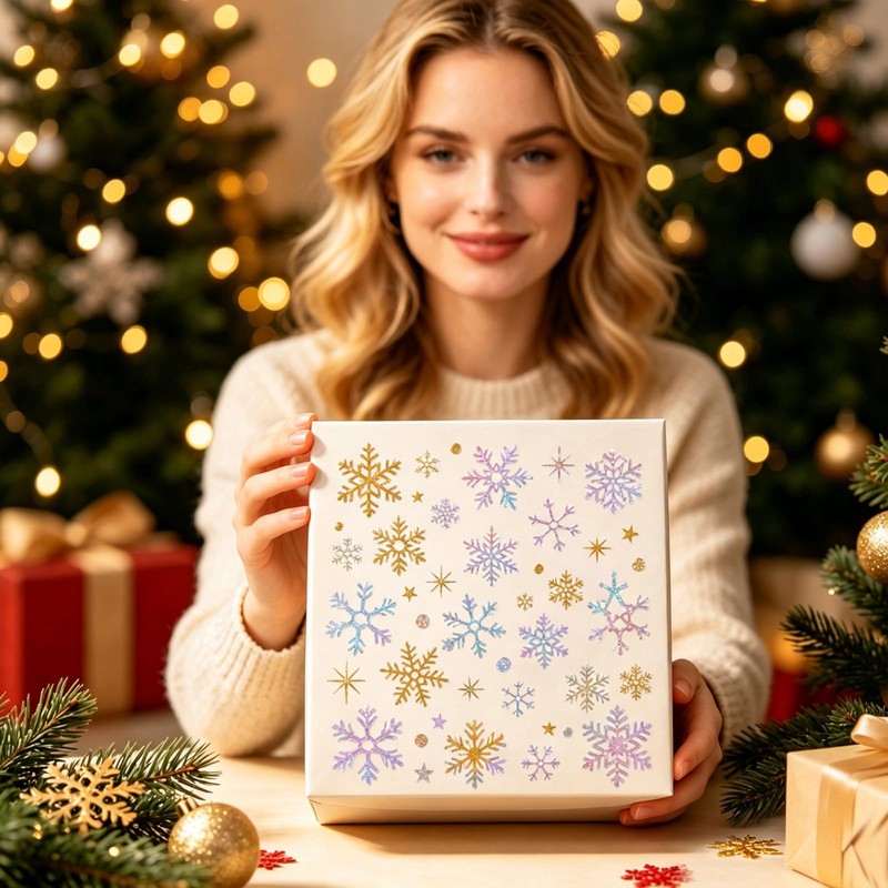 ZEYIYER 6Sheets Snowflake Stickers, Christmas Snow Flake Stickers for Craft