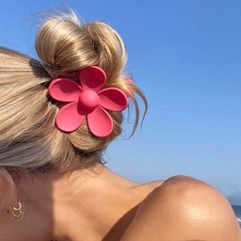 TseanYi Flower Claw Clips Large Floral Hair Claw Clips Candy Flower Huge Claw Clip Big Floral Acrylic Hair Clips Matte Flower Hair Accessories Sweet Candy Pink Hairclip Barrette Headclip