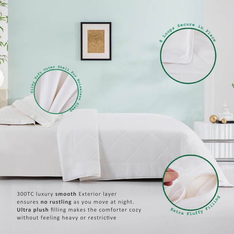 TOSMO 100% Viscose from Bamboo Comforter, Soft Breathable Cooling Silky