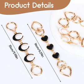 4 Pcs Bag Extender Chain Strap, Metal Extender Bag Chain with Heart Crescent Moon Pattern Exquisite Extender Purse Chain Strap Replacement Purse Chain Strap Purse Making Supplies for DIY Handbag Purse