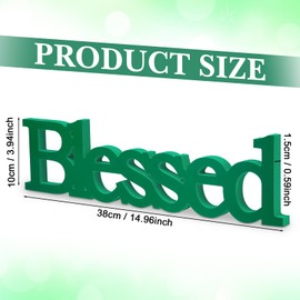 Blessed Letter Table Sign Blessed Standing Letter Table Sign Rustic Wooden Home Signs Decor for Valentine's Day Wedding Graduation Party Baby Shower First Communion Christening Decorations (Green)