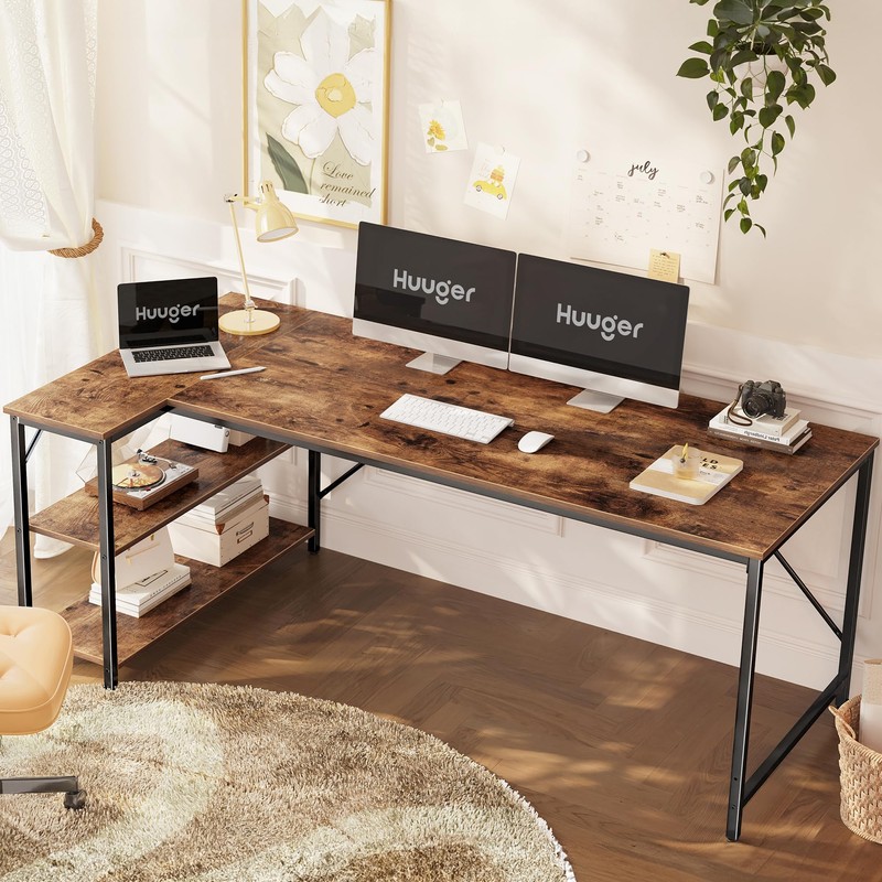 Huuger L Shaped Desk, 63 Inches Computer Desk with Reversible