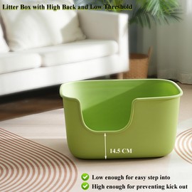 Vealind Large High Sided Cat Litter Box Extra Deep Litter Tray for Multi Cats Household, High Wall Cat Boxes Anti-Splashing Kitty Litter Box