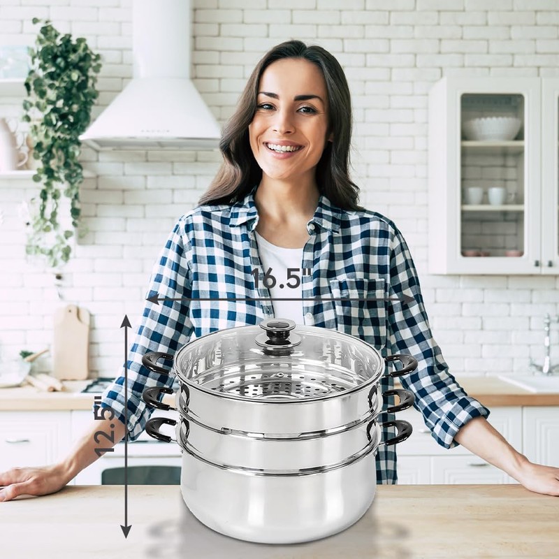 Concord 30 CM Stainless Steel 3 Tier Steamer Pot Steaming