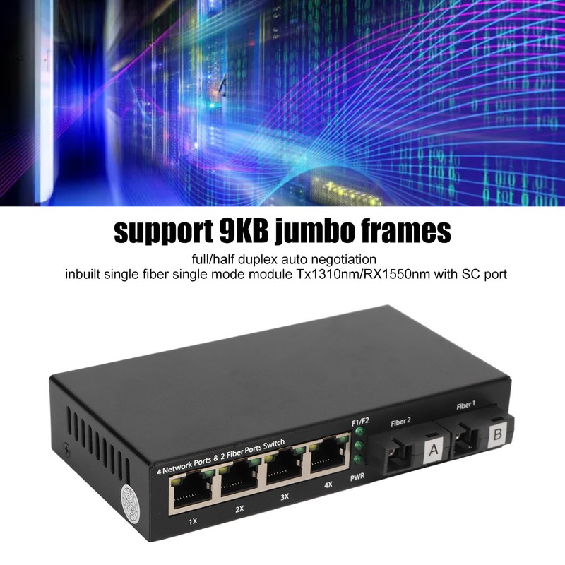 Fiber Media Converter 6 Ports 10 100 1000Mbps RX1550nm 20km