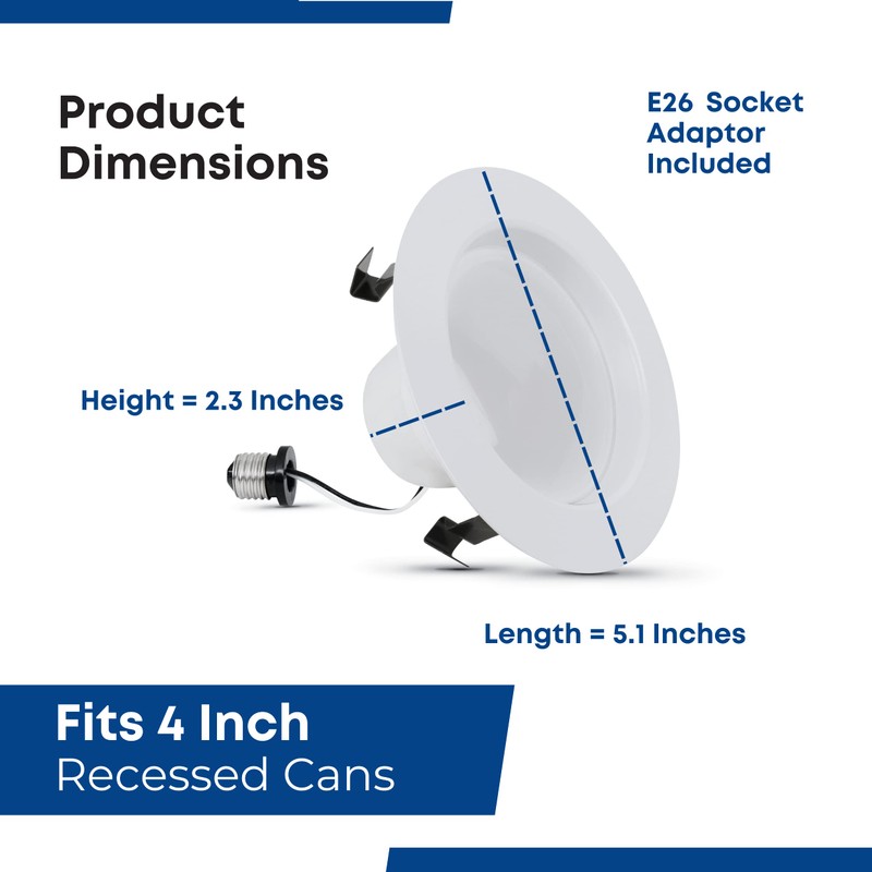 Feit Electric LED 4 Inch Recessed Lights Retrofit with E26