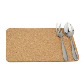 apollo THE HOUSEWARES BRAND - Set of 6 x Heat Resistant Cork Place Mats - Protects From Food Spills Dents & Hot Plates - Non Slip - Easy Clean - Size 28cm x 20cm