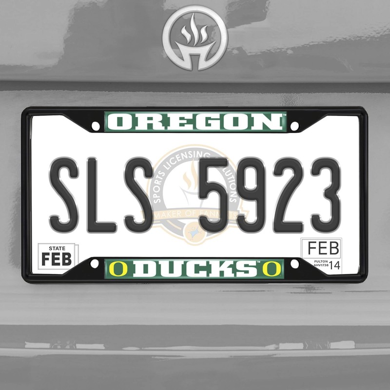 FANMATS 31276 Oregon Ducks Metal License Plate Frame Black Finish