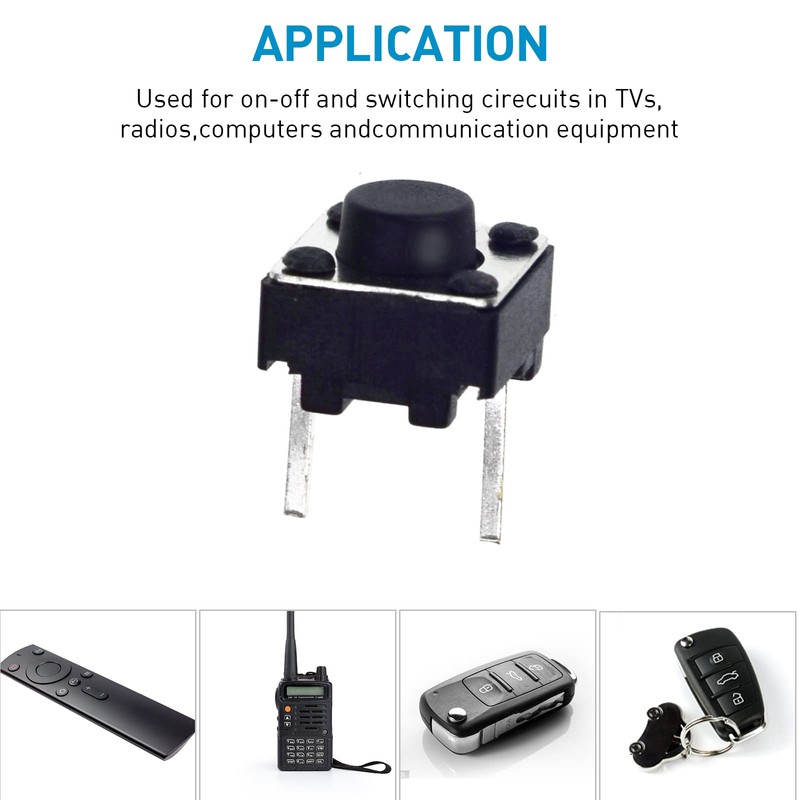 QTEATAK 20 Pcs 6mm 2 Pin Momentary Tactile Tact Push