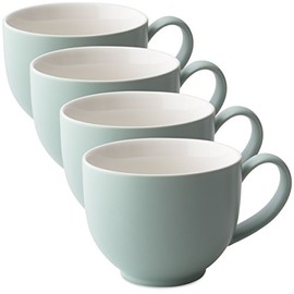 FORLIFE Q Tea Cup with Handle Satin Finish (Set of 4) 10 oz./298ml., Minty Aqua