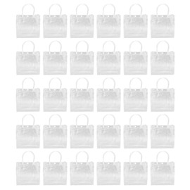 30Pcs Clear PVC Plastic Gift Bags with Handles Reusable Plastic Gift Wrap Tote Bags for Shopping Retail Goodies Business Boutique Wedding Birthday Party 20x20x8cm