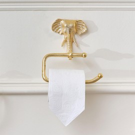 Melody Maison Metallic Gold Elephant Toilet Roll Holder 18cm x 19cm