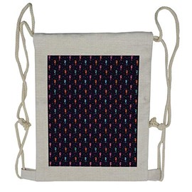 Lunarable Sea Horse Drawstring Backpack, Marine Fish Colorful Dots, Sackpack Bag