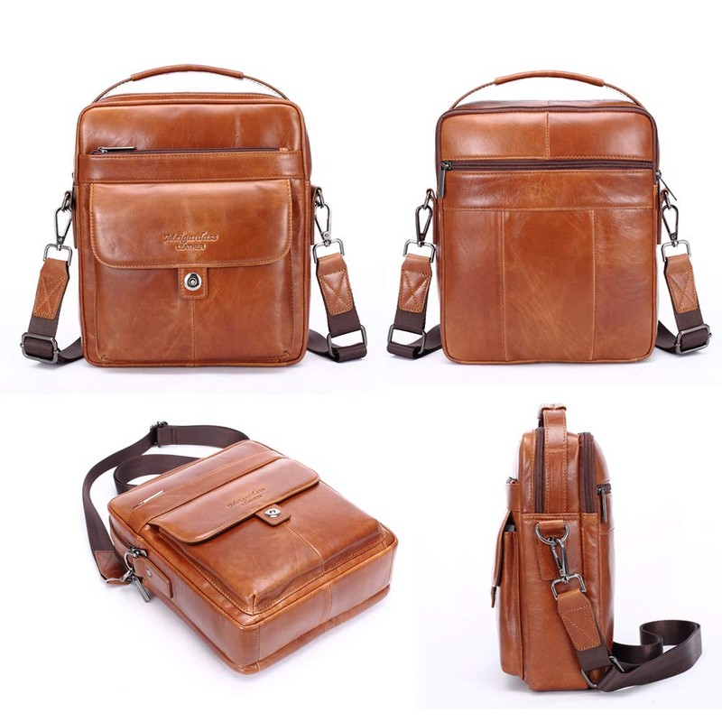 Langzu Men's Genuine Leather Messenger Shoulder Bag Handbag CrossBody Briefcase