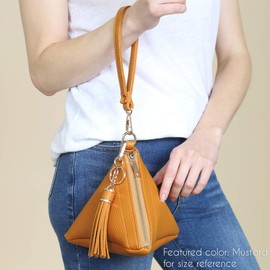 Bolso de mano triangular de piel vegano – Bolsa de cóctel de noche pirámide con correa desmontable y dije de borla, Jean, Talla unica