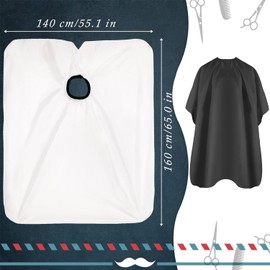 2 Pcs Hair Cutting Cape, 140 x 165 cm Salon Barber Capes Hair Apron Hair-cutting Gown for Cutting, Colouring, Highlights（Black+White)