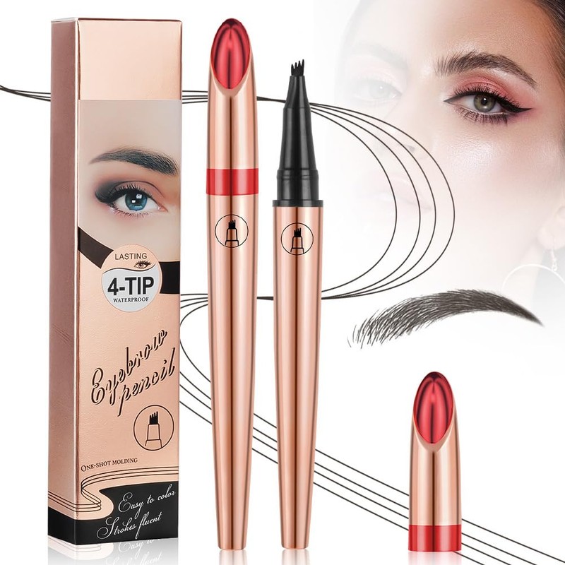 LOPHE Eyebrow Pen with 4 Fork Tip, Long-lasting Waterproof Eyebrow