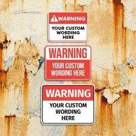 Classic Framed Plus Custom Warning Wall or Door Sign | Customizable Warning Sign For Homes and Businesses | Health and Safety Signage