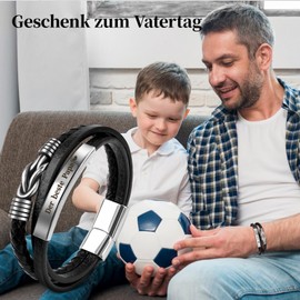 MANVEN Dad Bracelet Gifts for Dad Best Dad Gift Stainless Steel Leather Bracelet Engraved "Der beste Papa" for Heern Men Father's Day Gift Birthday Gift for Dad Father Gift, Leather Stainless Steel,
