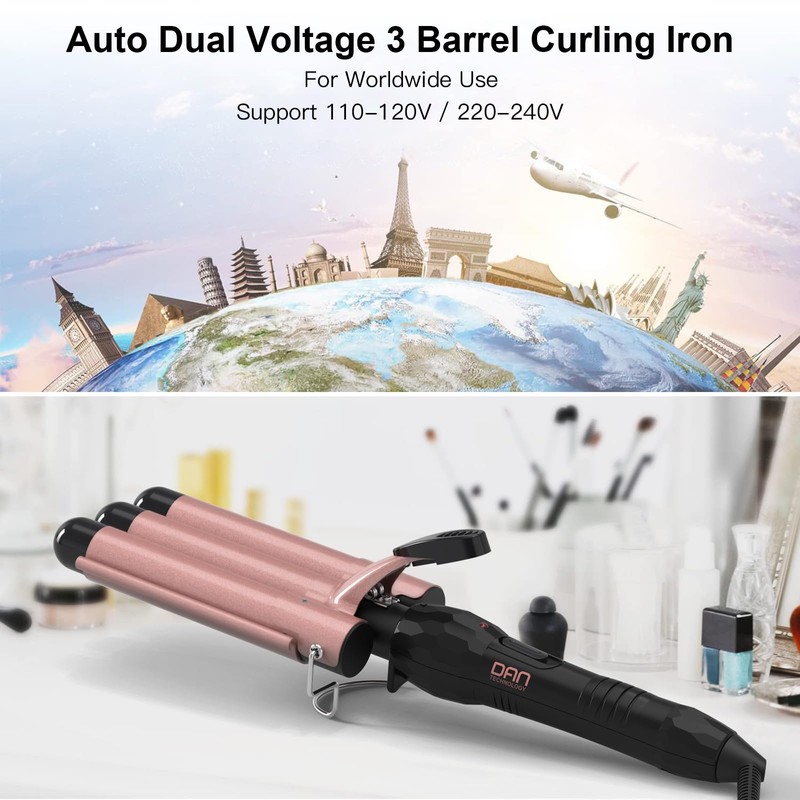 DAN Technology 3 Barrel Curling Iron Hair Crimper for Women,