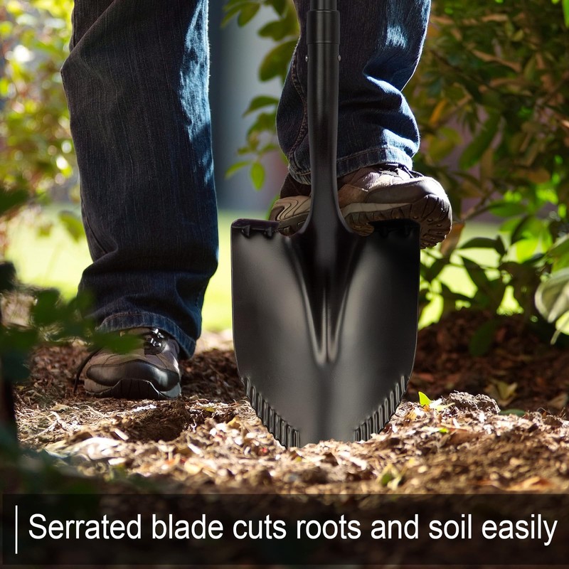 AgroPro Shovel for Digging, Metal Shovel with Long Fiberglass Handle,