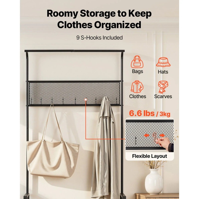 72-Inch Freestanding Coat Rack with Shoe Bench 2-Tier Storage Organizer