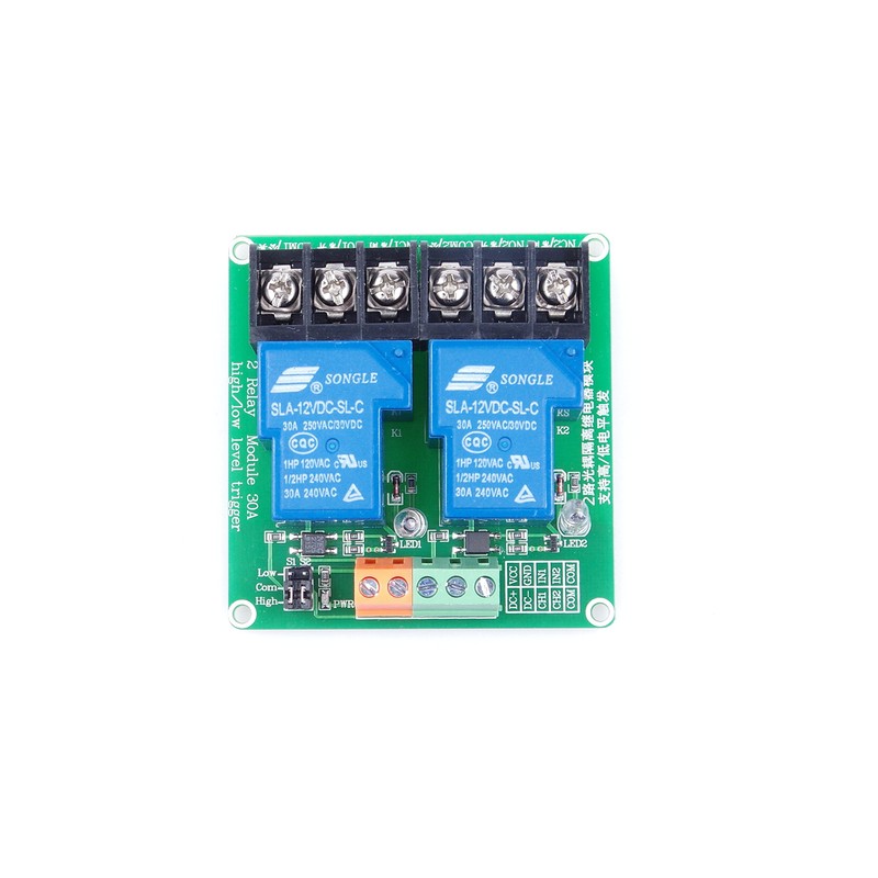 KNACRO DC 12V 30A 2-Channel Relay Module High Or Low