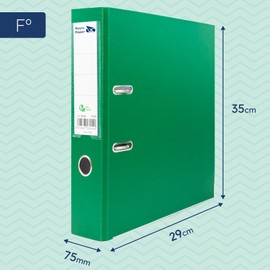 Raylu Paper Ordner mit Ringen, Ordner mit Rückenbreite 75 mm, 2-Ringordner mit weichem Öffnungshebel und personalisierbarem Kartenfach, Grün