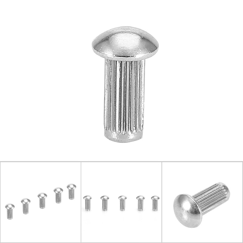 50pcs Knurled Shank Rivet, M5 Round Head Solid Rivets Knurled
