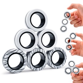 Cevioce 6 PCS Magnetic Ring Fidget Toy Set,ADHD Fidget Toys Adults,Magnetic Fidget Spinner Ring for Anxiety Relief Toys,Teen Boy Adults Christmas Stocking Stuffers Toys Gifts for 8+ Year Old Kids Toys