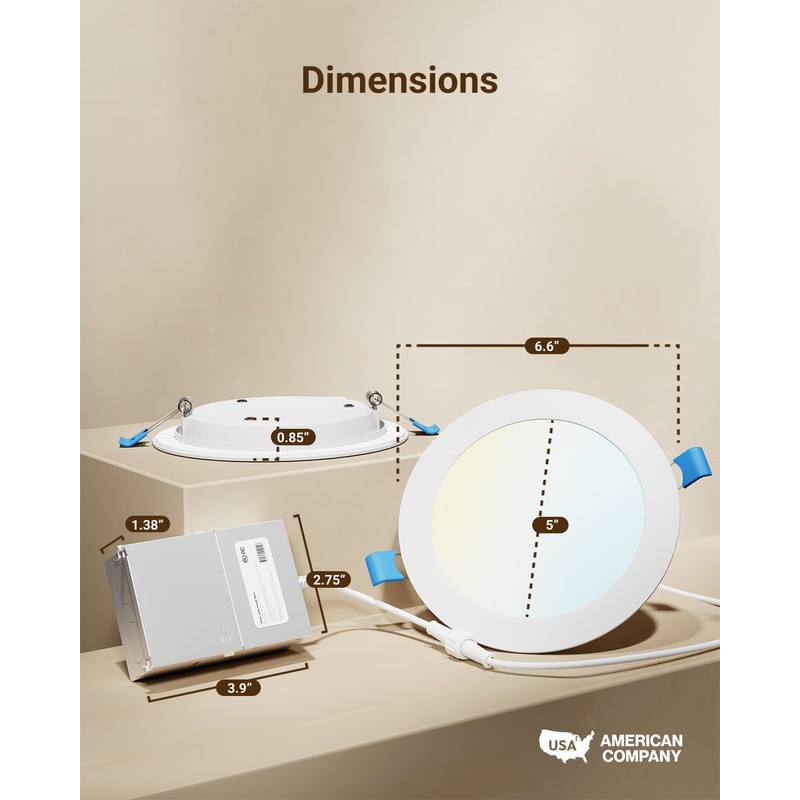 Sunco 6 Inch LED Recessed Light, Canless Ceiling Lights Slim