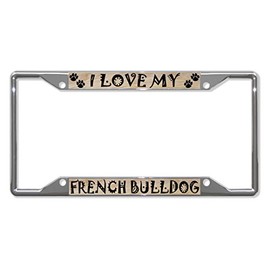 Fastasticdeals French Bulldog Dog License Plate Frame Tag Holder Cover