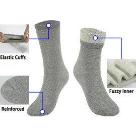 BomKinta Wool Socks for Women - Merino Warm Boot Hiking Socks - Thermal Crew Socks for Winter Outdoor Working 3 Pairs Black Light Gray Beige Size 5-11