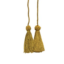 Turkish Head Double Tassel Curtain and Drapery Tieback/Holdback, 3 3/4" Tassel (9.5cm) 27" Spread (68.5cm) # BHCT, Antique Gold #C4 (Dark Yellow Gold) Set of 2