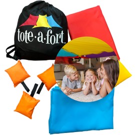 Tote a Fort Original Blanket Fort Building Kit for Kids, 3 Blanket TOTEAFORT Toy, Make a Portable Playhouse, Play Tent Boy and Girl Indoor Outdoor Build Set, STEM Children Toy, Ages 4, 8, 12 +