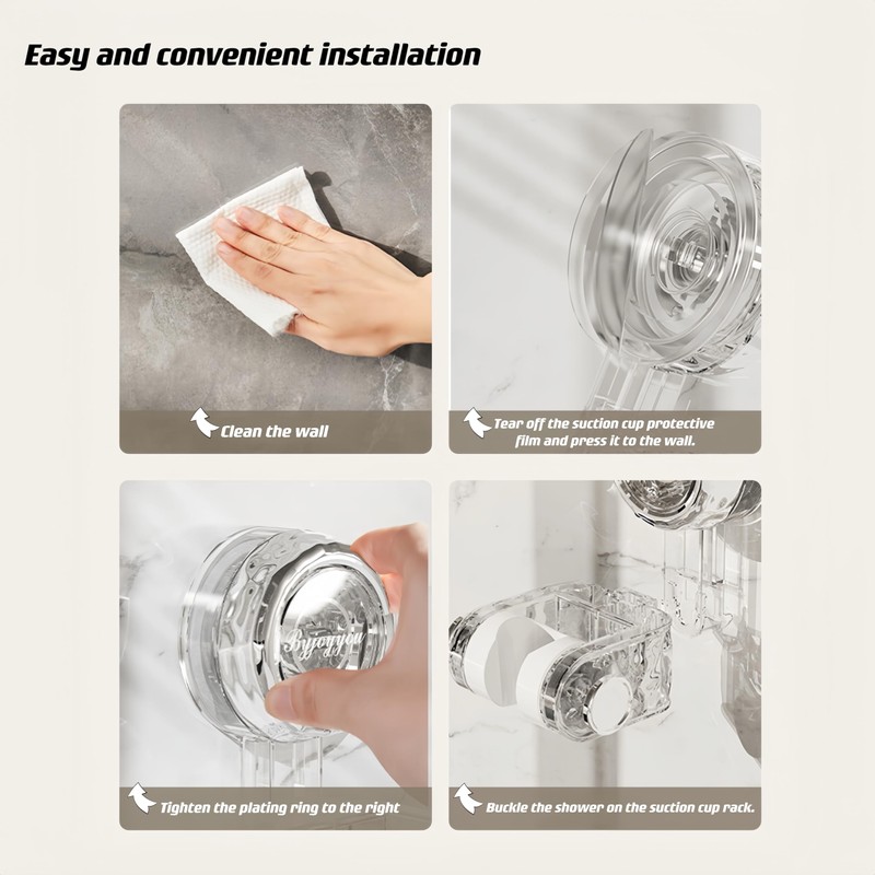 Suction Cup Shower Head Holder Wall Mount,No Drilling, Removable ,Height