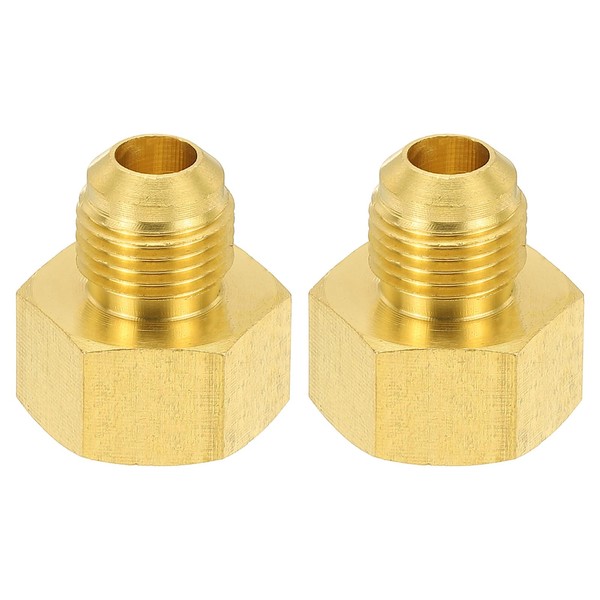 PATIKIL Brass Flare Tube Fitting Coupling, 2 Pieces 3/8 Inch