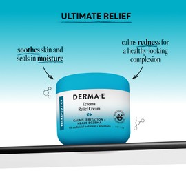 Derma E Eczema Relief Cream – All Natural Itch Relief – Soothing, Relieves Flaky, Scaly and Dry Skin - Antioxidant-Rich Topical Eczema and Psoriasis Cream, 4oz